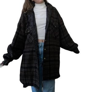 Bright Brown Plaid Autumnal Fall Downtown Girl Casual Grunge 90s Style Shacket